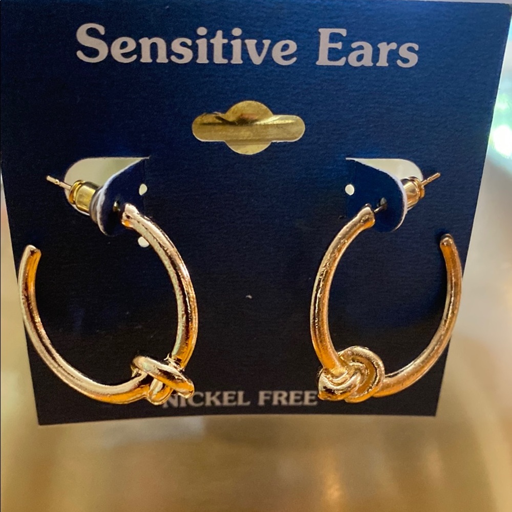 Gold Knot Hoop Earrings for Sensitive Ears